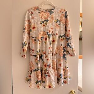 Medium Zara top. Floral long top with midi sleeves.